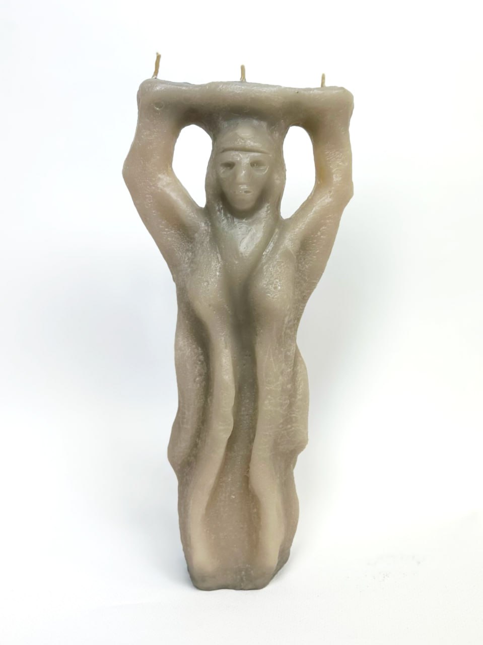 Декоративная бежевая свеча «Либертас» с женской фигуркой, парафин, арт-объект, Юля Гольдман