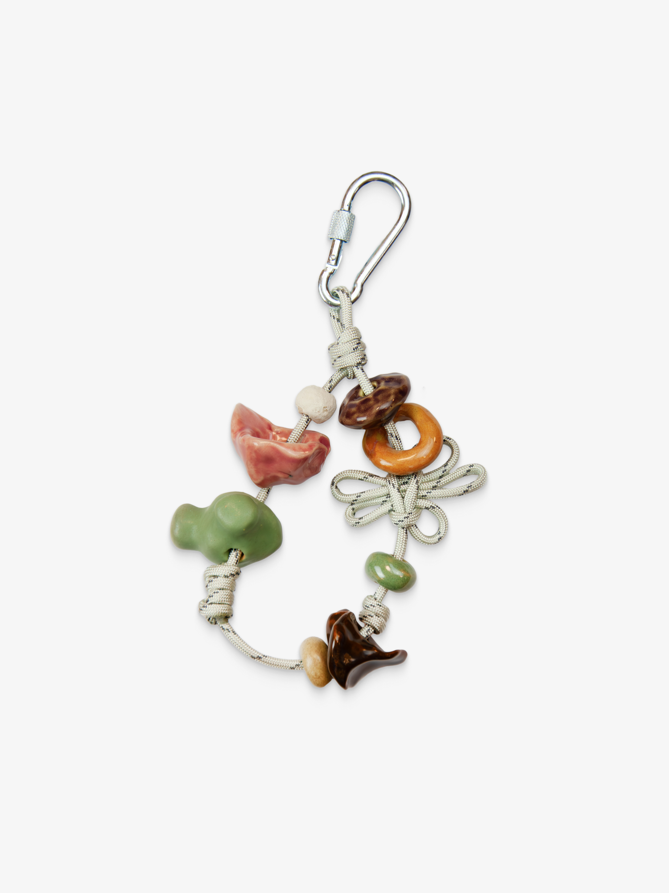 Брелок с керамикой ручной лепки и хлопковым шнуром, сложные формы, коллаборация 2025