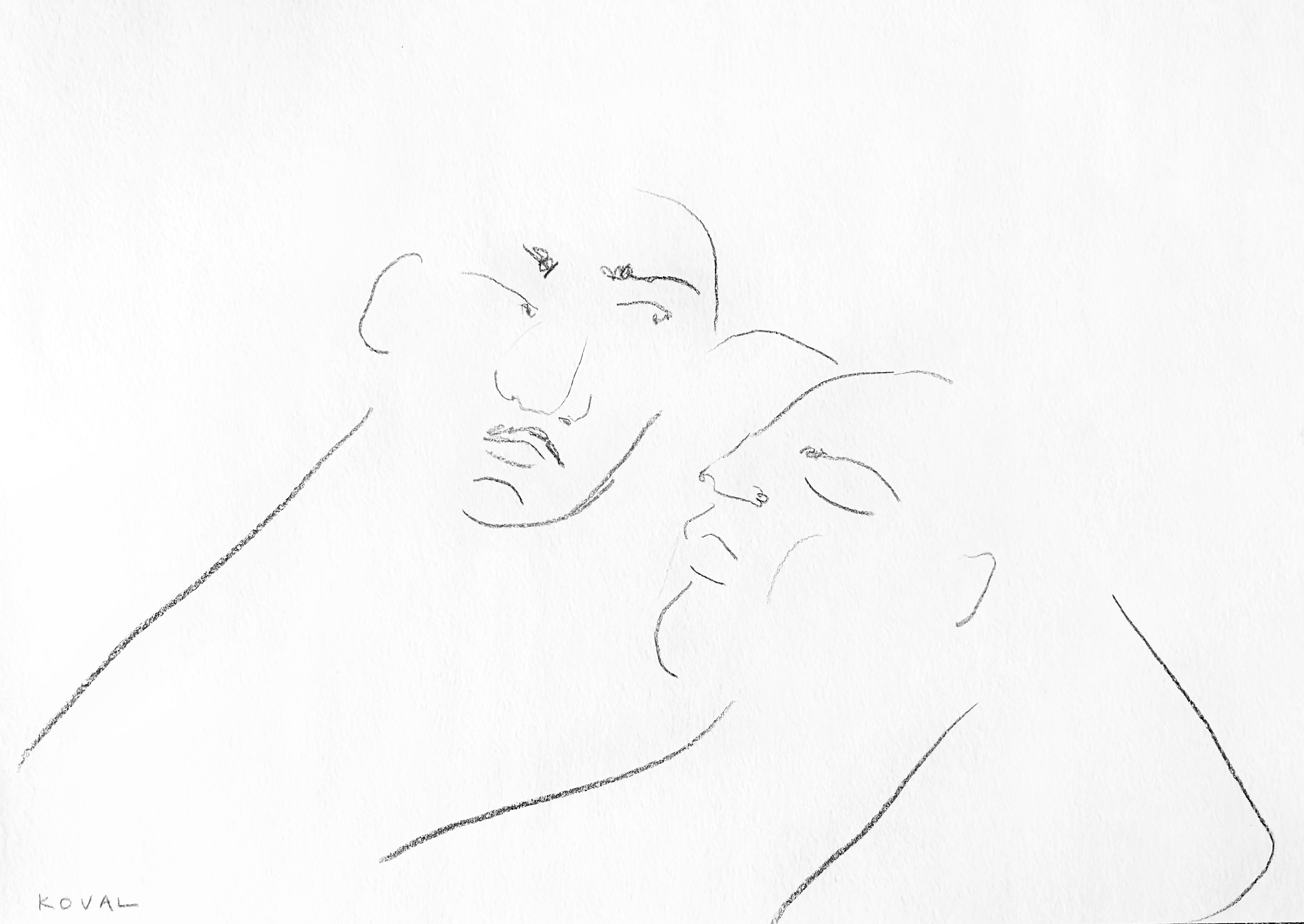 Графика «Untitled» Полины Коваль, линейный рисунок карандашом на бумаге, современное искусство, 2024