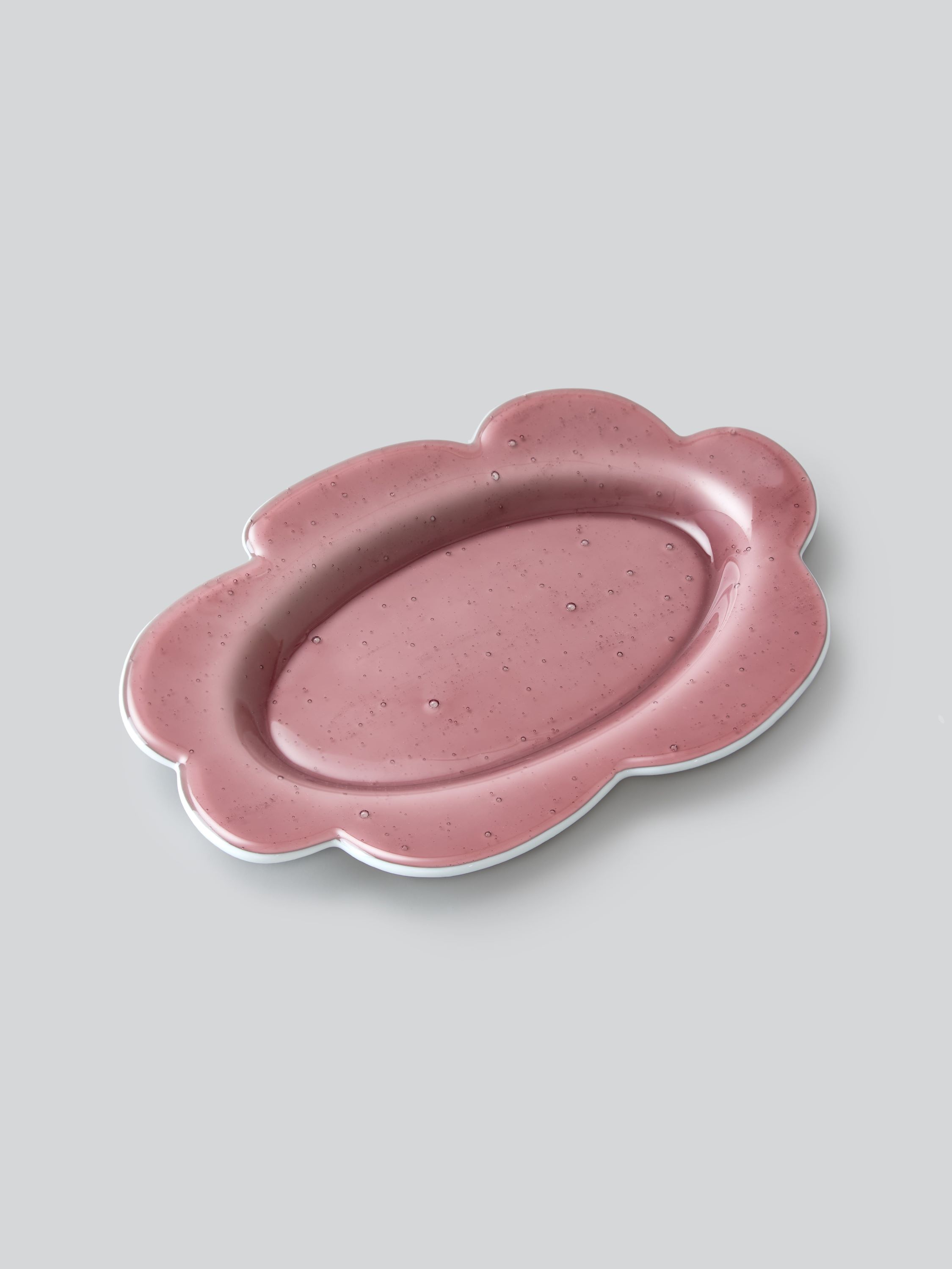 Малое розовое блюдо Flora в форме цветка, декоративное стекло, дизайнерская посуда Solid Water, 2025