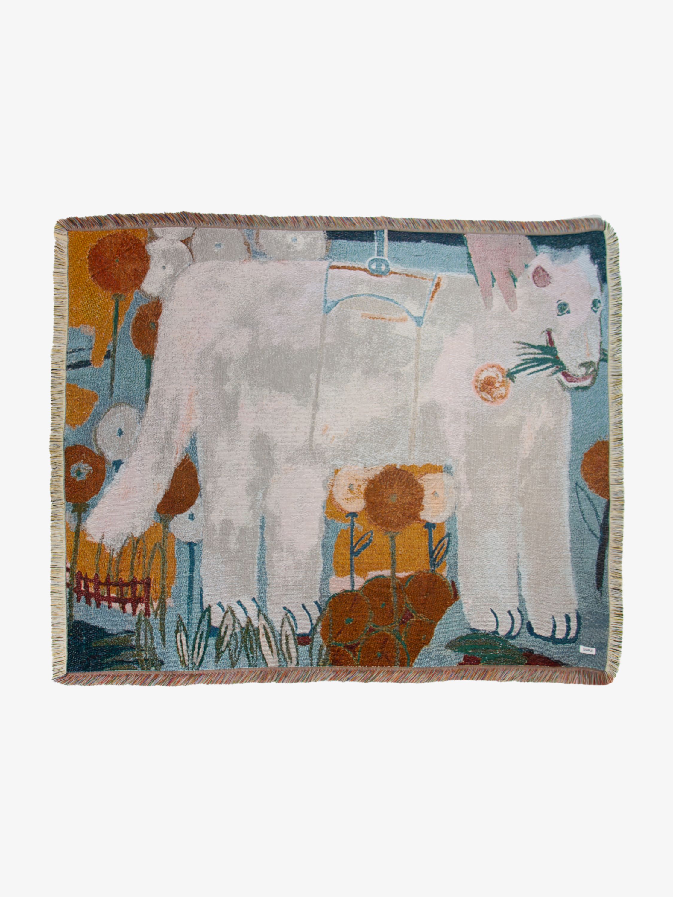 Плед SAMPLE x Георгий Хомич, жаккард из хлопка и полиэстера с белым медведем, лимитированная коллекция