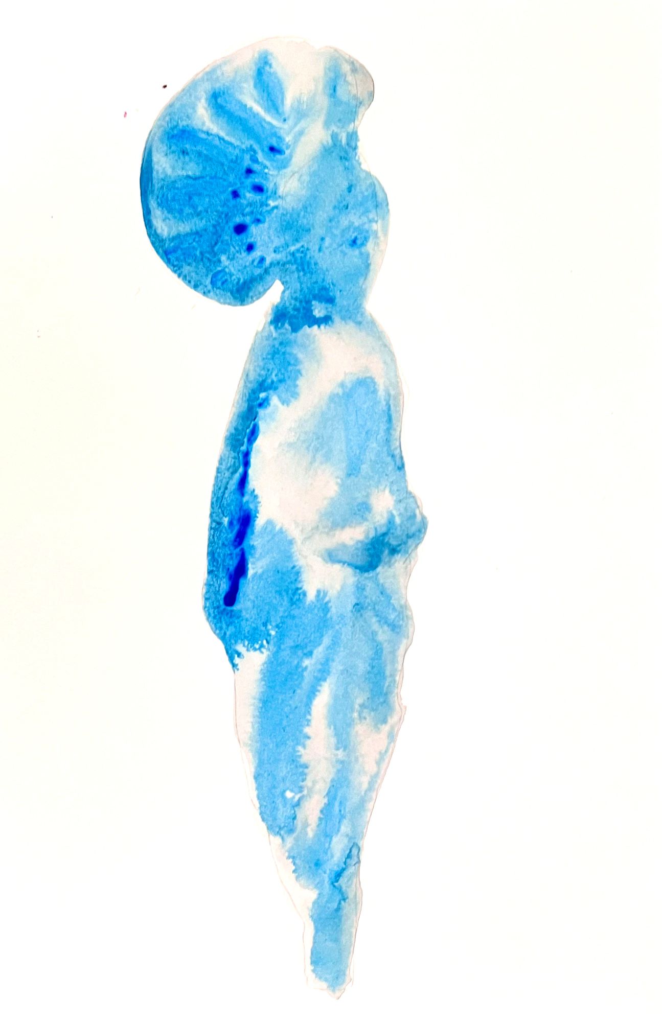 “Графика Силуэт 1” — акварель на бумаге 37×24,5 см, синий силуэт в профиль, цена 60 000 ₽.