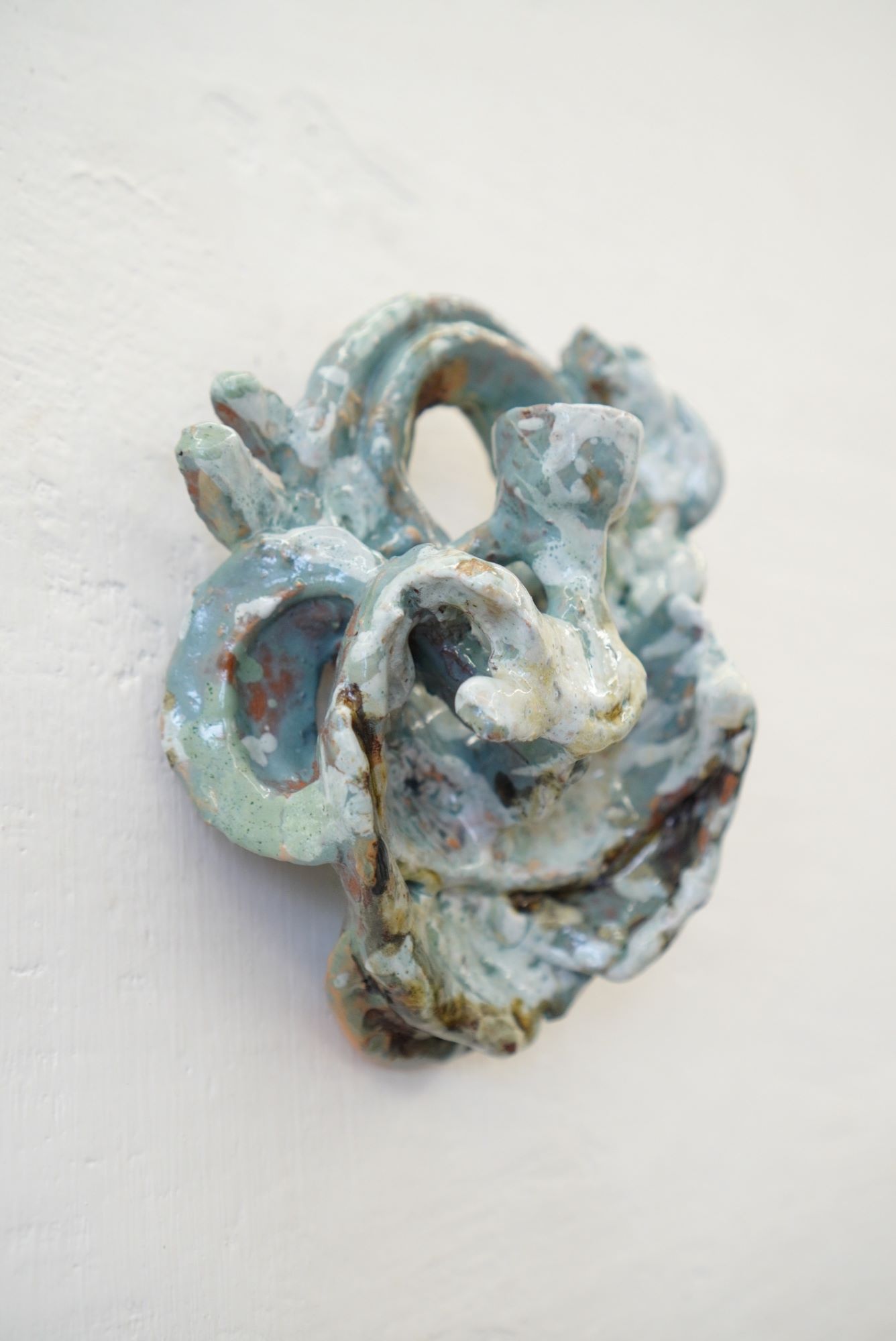 Подсвечник №6 Виктора Дюжева, голубая глазурь, глина, уникальный интерьерный арт-объект, 2024