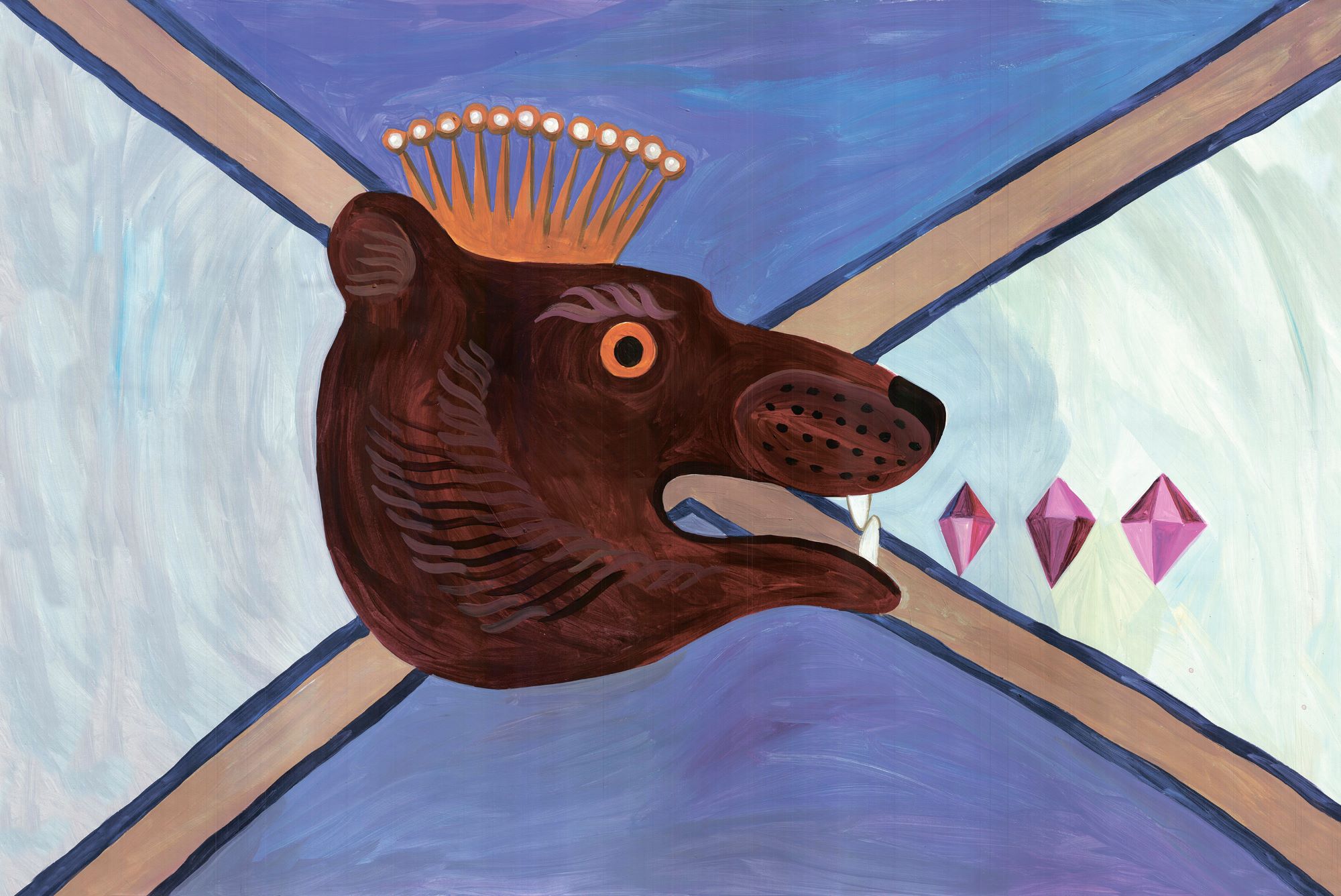 Голова медведя с короной, акриловая графика, 59×84 см, Евгения Дудникова
