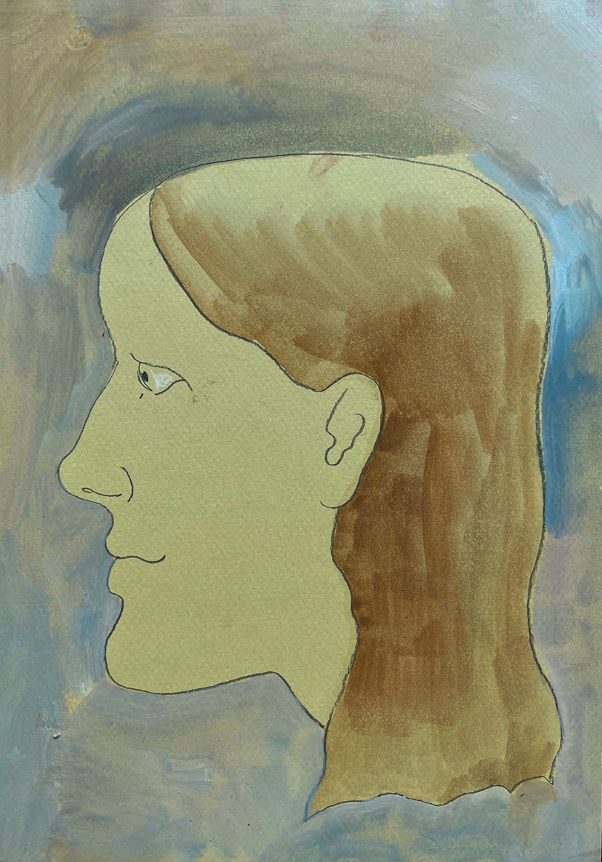 Портрет, масло на бумаге, Апполинария Каспарс, 30×21 см