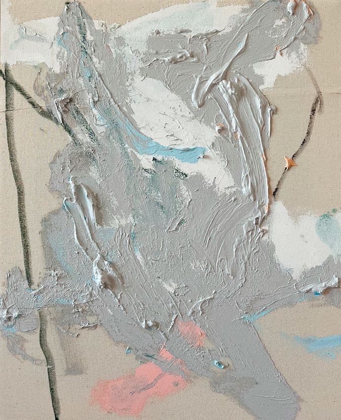 TONY.WWWWW — untitled w 026, фактурный акрил на холсте, серо-голубые и розовые мазки, современная абстракция
