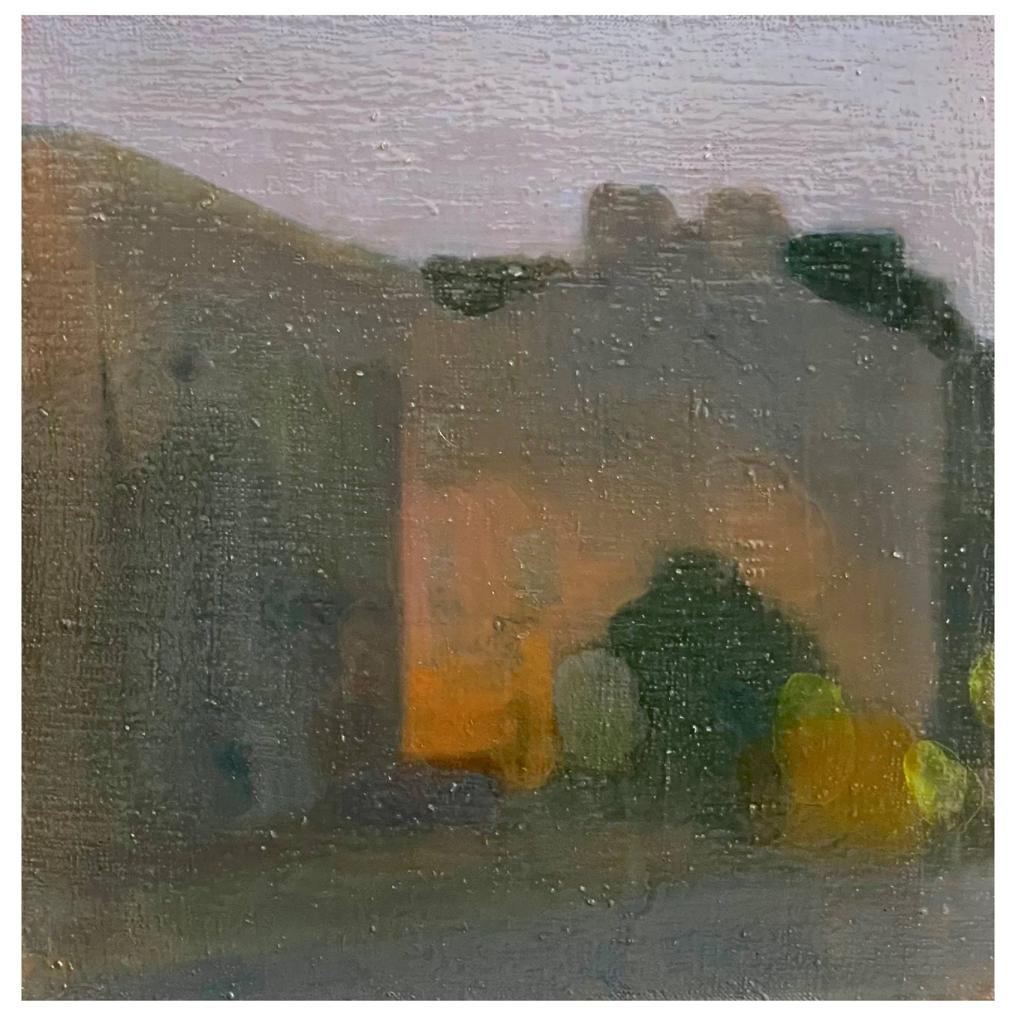 Картина Бориса Чайки с архитектурной сценой, масло, 30×30 см