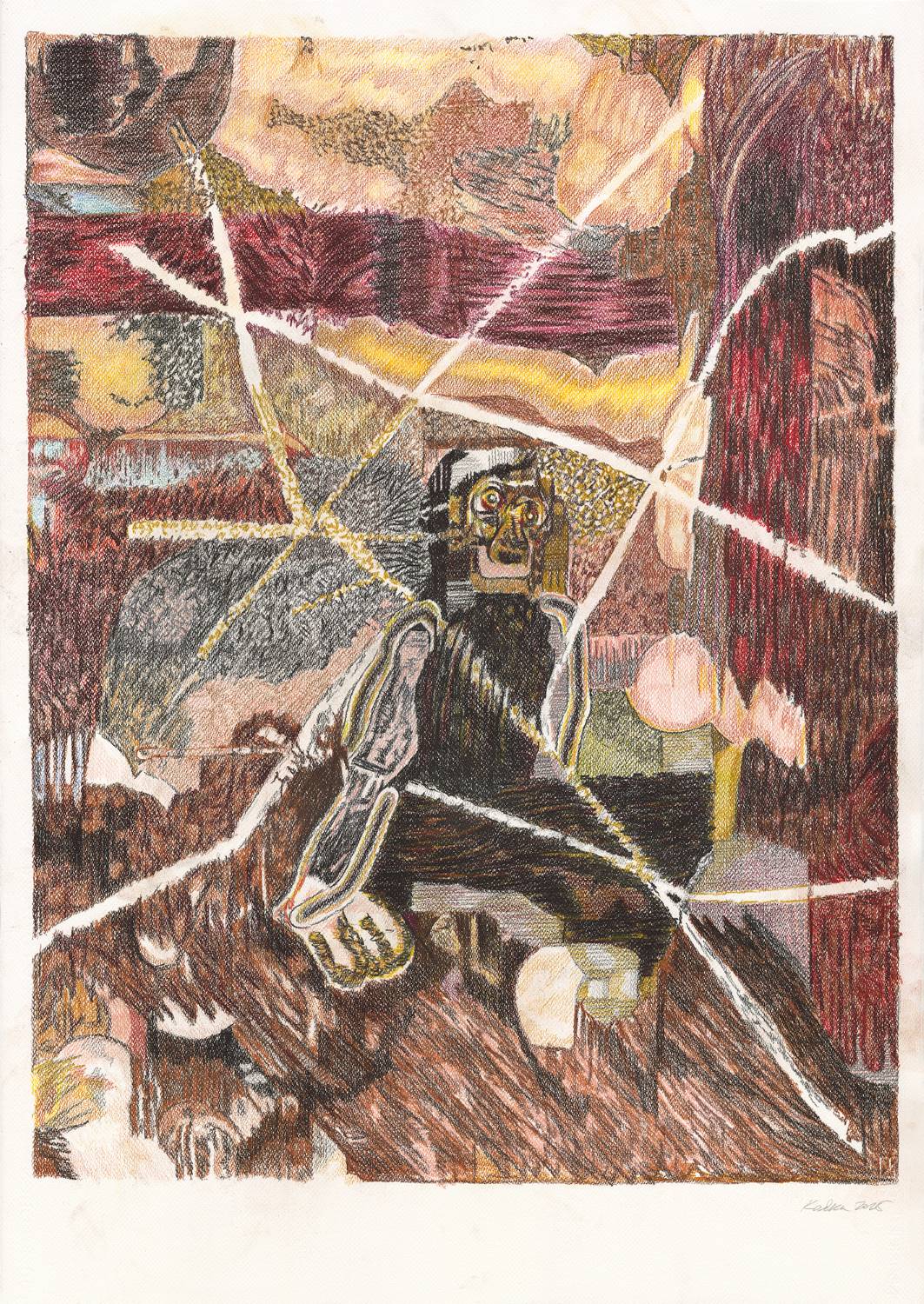 Авторская графика «Событие #24» Дмитрий Кавка, цветной карандаш, 100×70 см