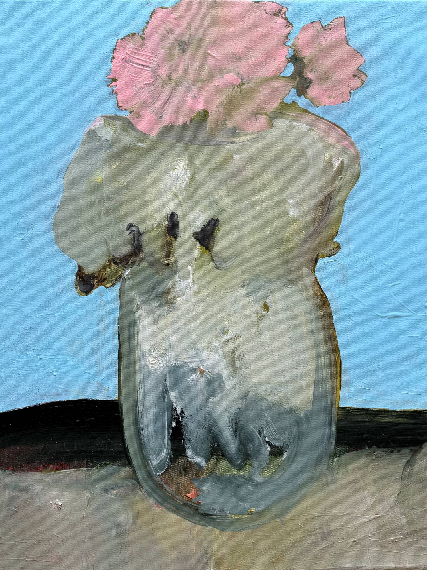 Картина «Натюрморт с розовыми цветами» — авторская живопись Exantres, цветы в вазе