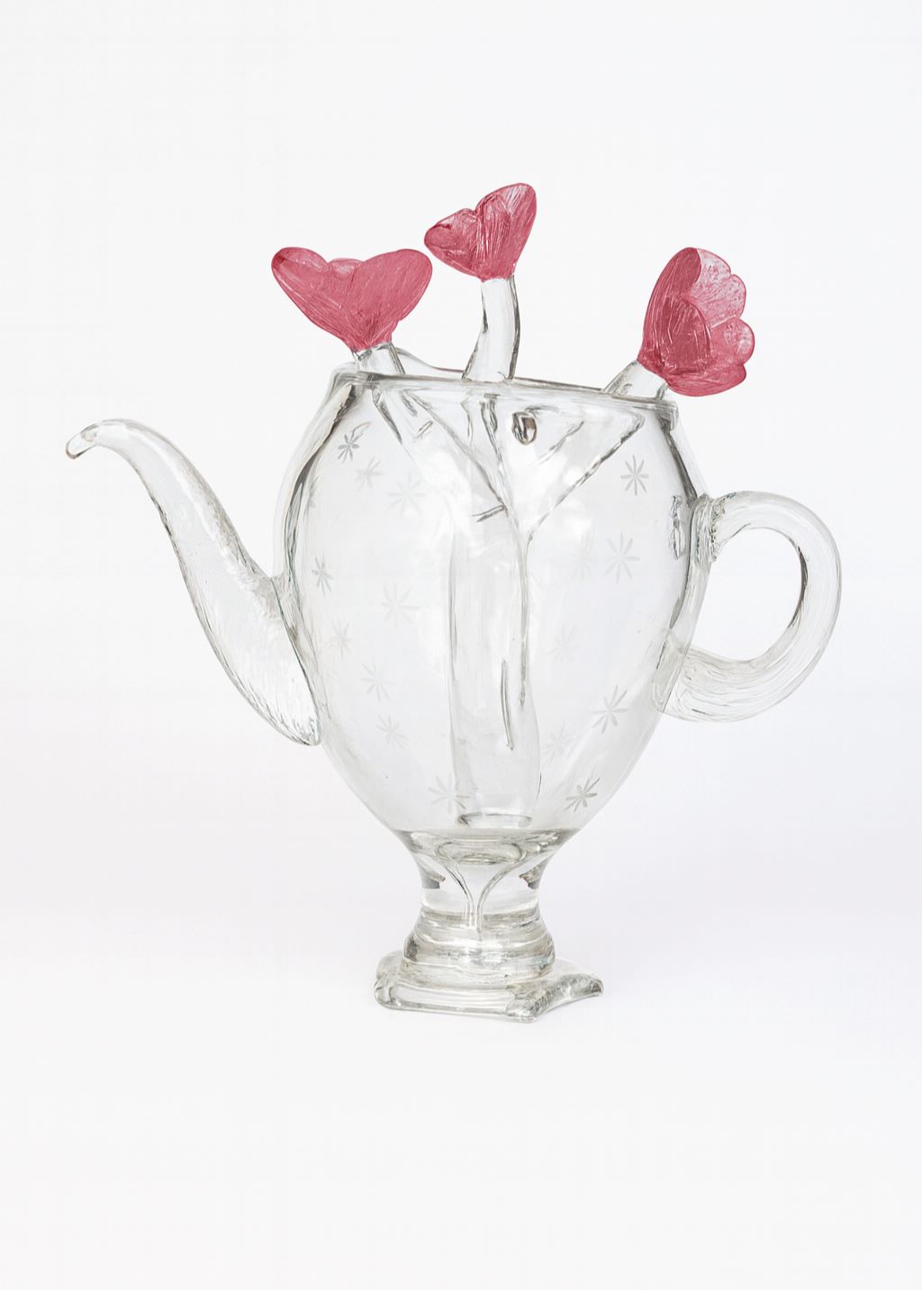 Хрустальный чайник «Five o’clock» с тремя розовыми лепестками и ручной гравировкой