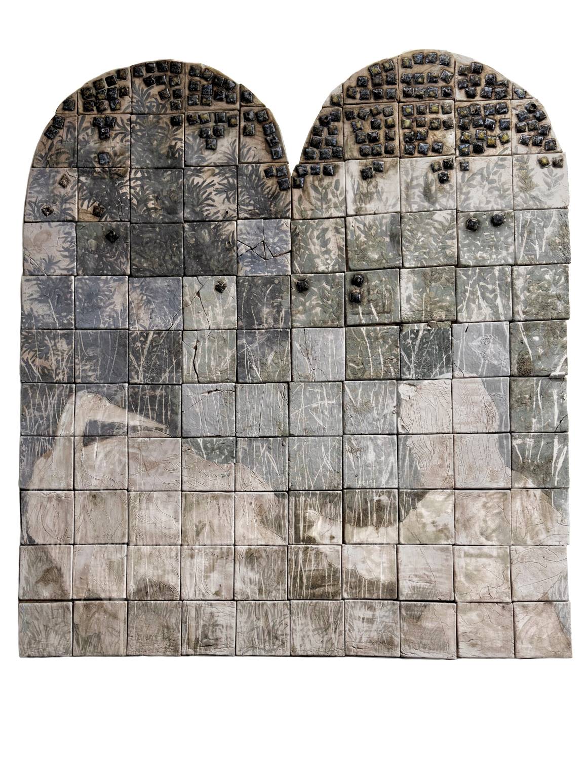 Панно «Встреча» — керамическая композиция с абстрактным рисунком, арт-объект