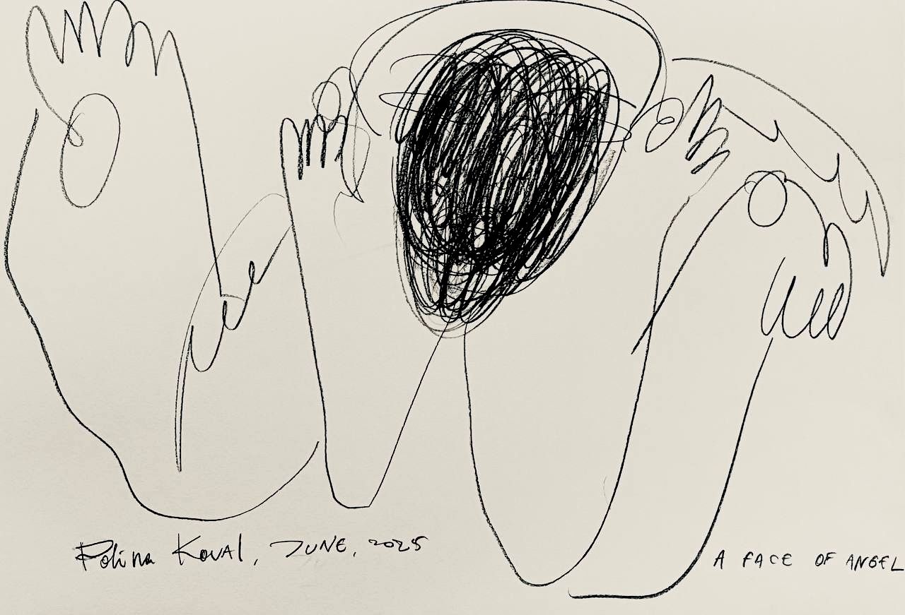 Графика Полины Коваль «People with no faces 7», современный карандашный рисунок