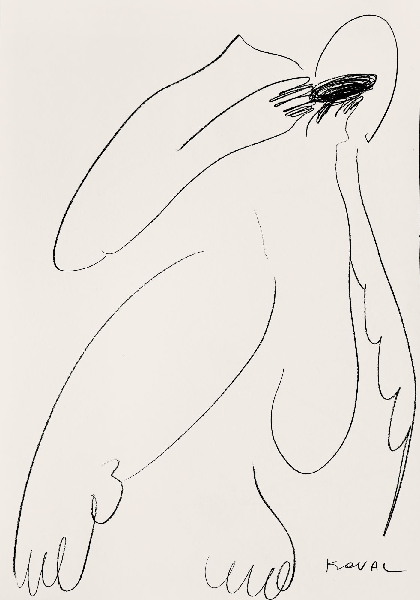 Карандашная графика Полины Коваль «People with no faces 6», бумага 59.4×42 см