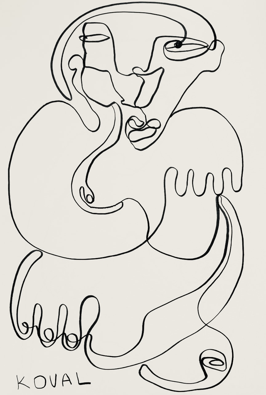 Графика Полины Коваль «Women 1», рисунок маркером на бумаге 59.4×42 см