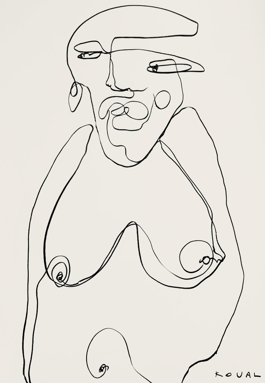 Графика Полины Коваль «Women 2», рисунок маркером на бумаге 59.4×42 см