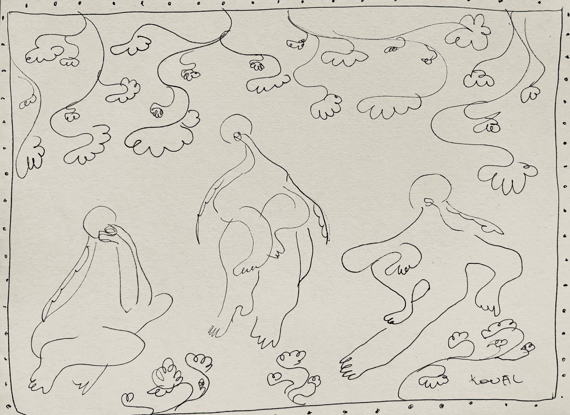 Графика Полины Коваль «Garden», рисунок ручкой на бумаге, 21×29.7 см