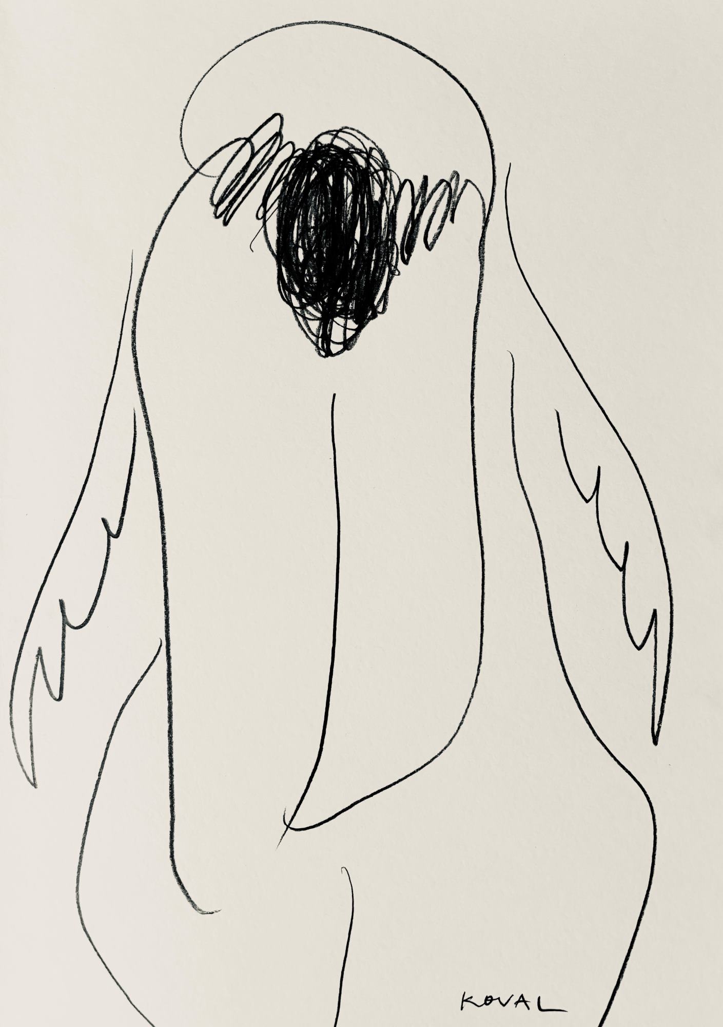 Авторская графика Полины Коваль «People with no faces 3», рисунок карандашом на бумаге