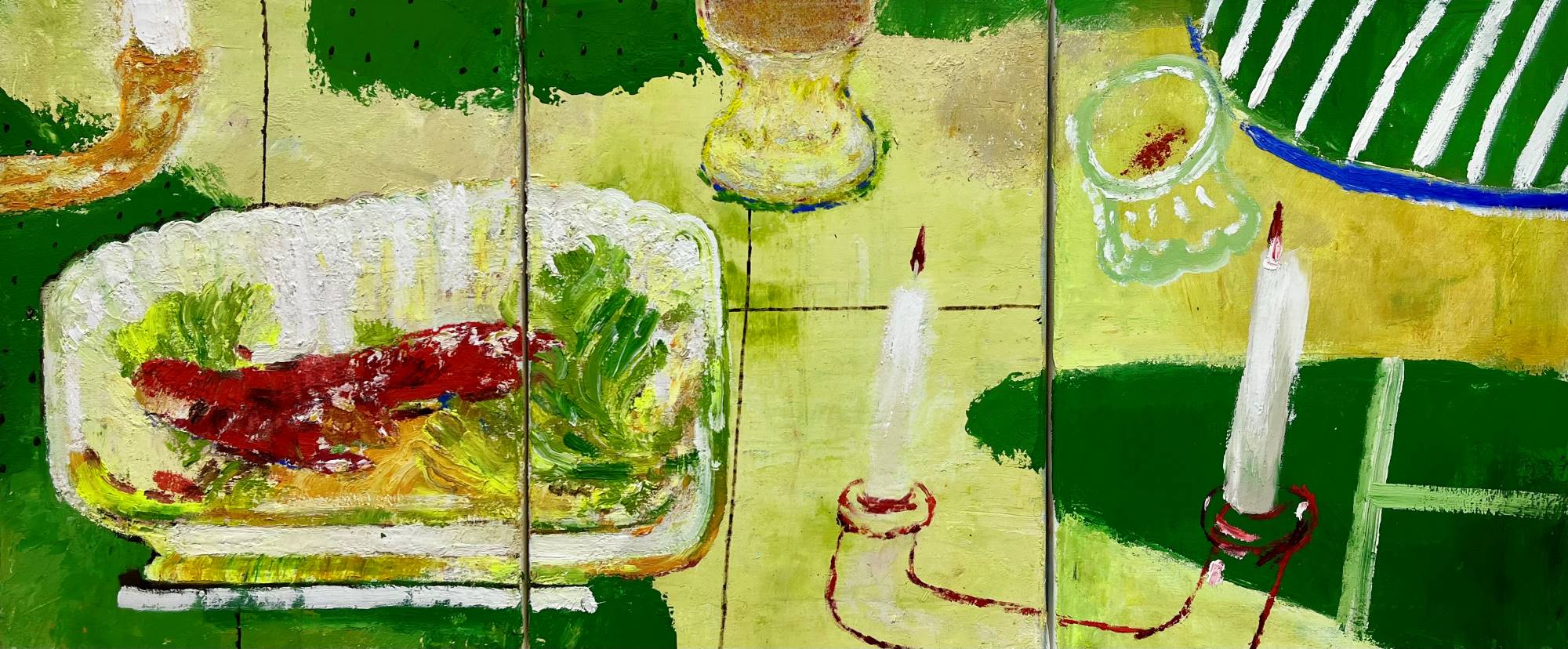 Картина Георгия Хомича «Maine Dishes», акрил на холсте, триптих 90×40 см