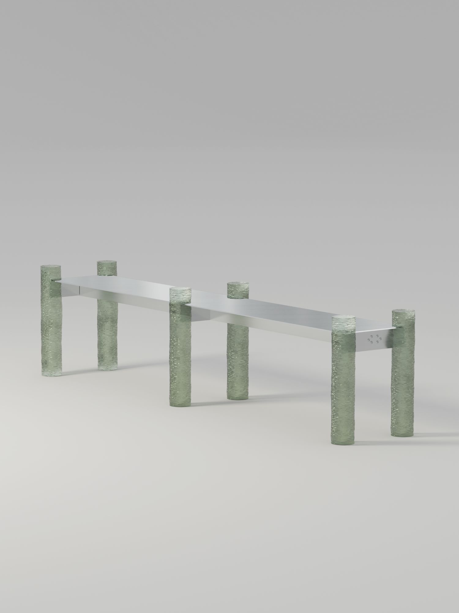 Современная арт-скамейка Pasoka на ножках из зелёной эпоксидной смолы