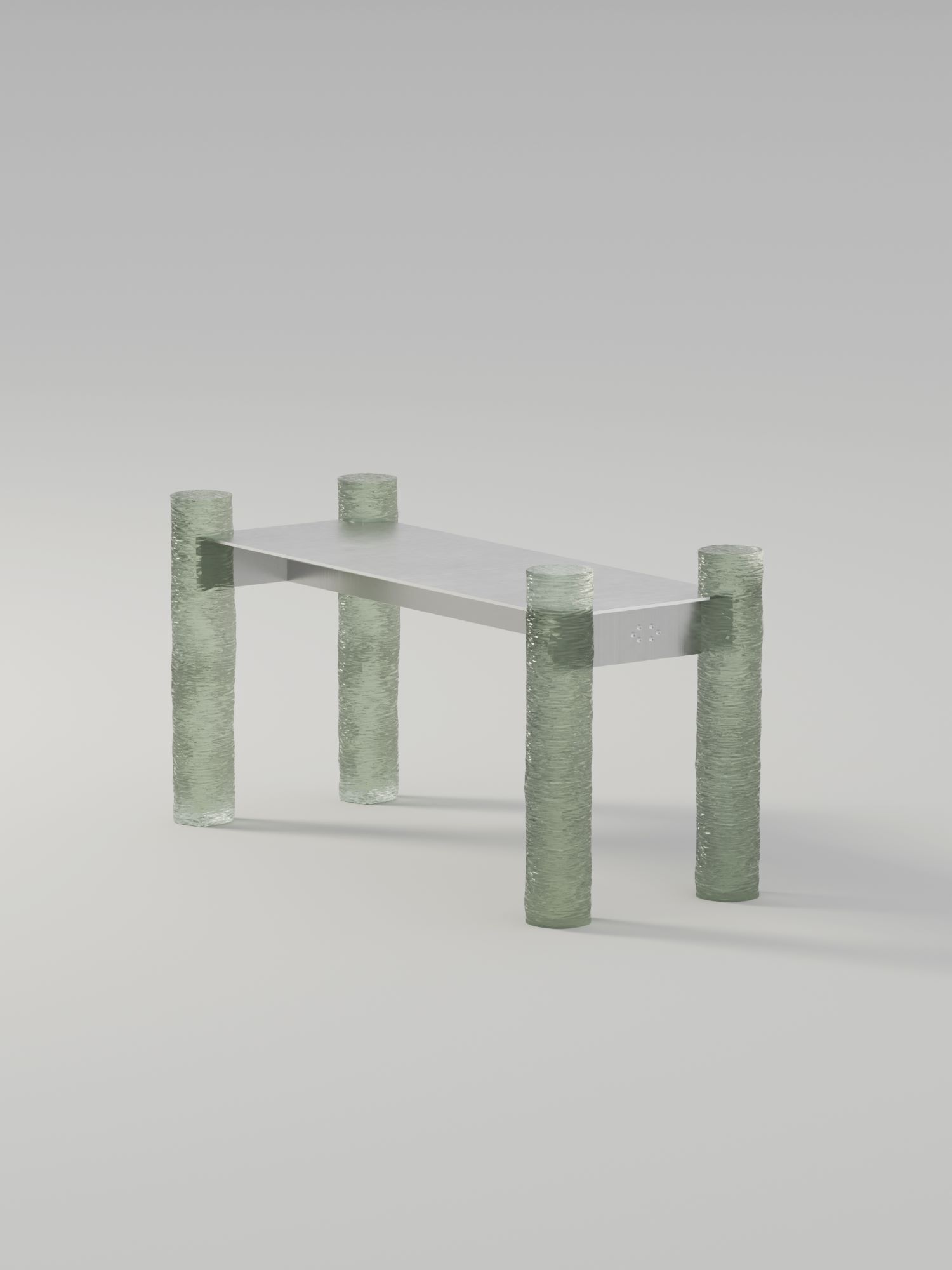 Современная арт-скамейка Pasoka на ножках из зелёной эпоксидной смолы