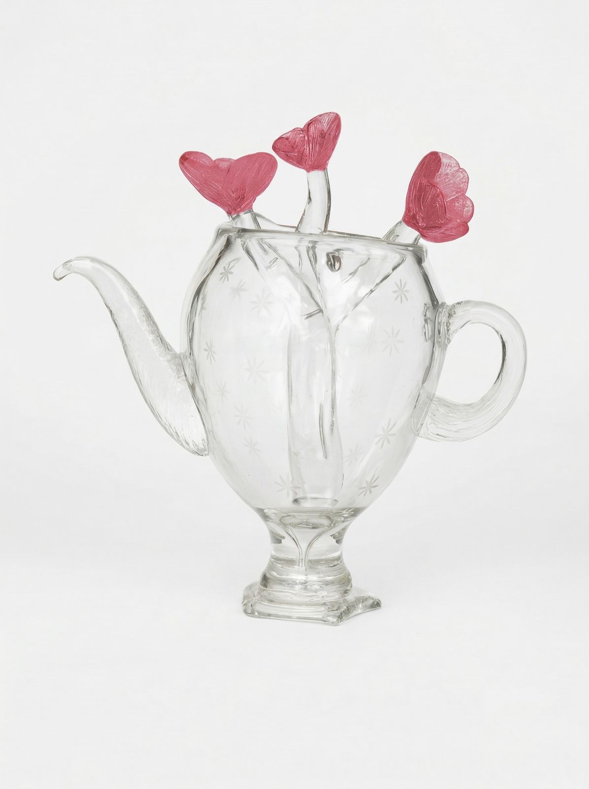 Хрустальный чайник «Five o’clock» с тремя розовыми лепестками и ручной гравировкой