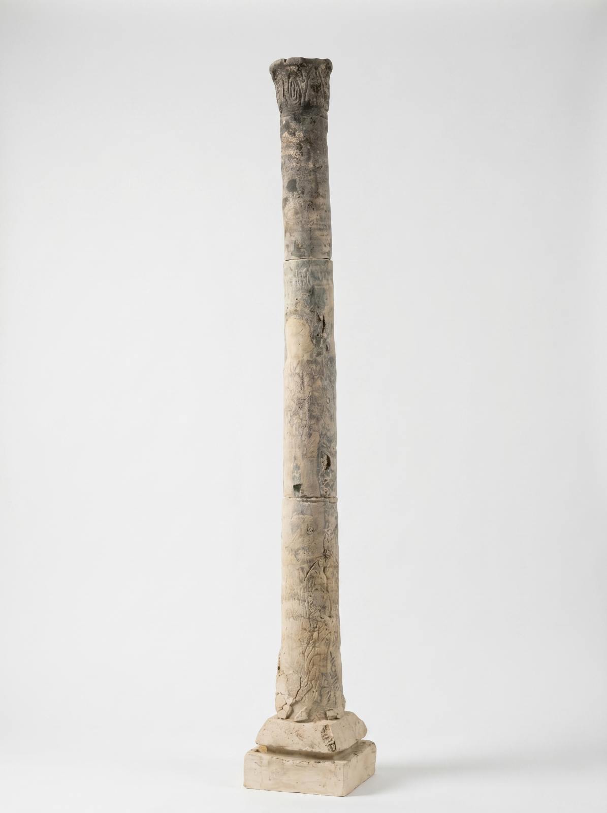 Высокая керамическая колонна «Звезда» с ручной росписью в серо-белых тонах